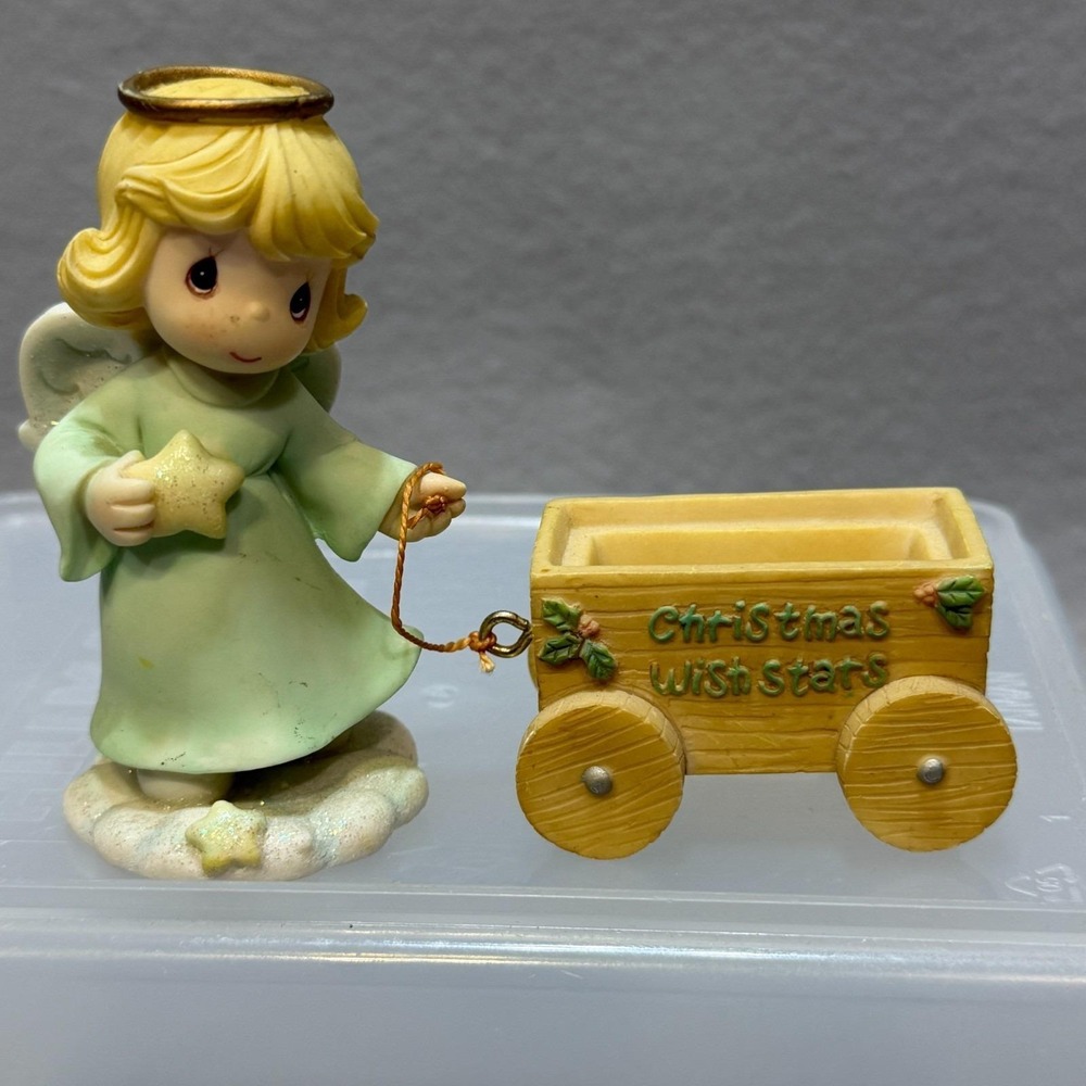 2000 Precious Moments Christmas Wish Stars Angel And Wagon Only
